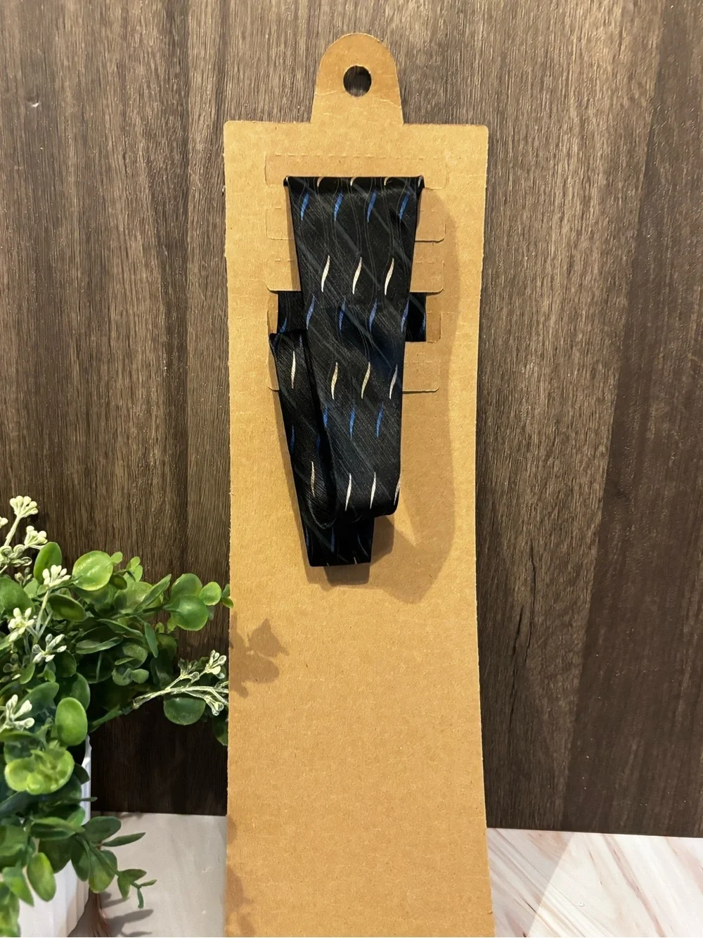 Pierre Cardin Black Tie with Blue and Gold Wave Accents